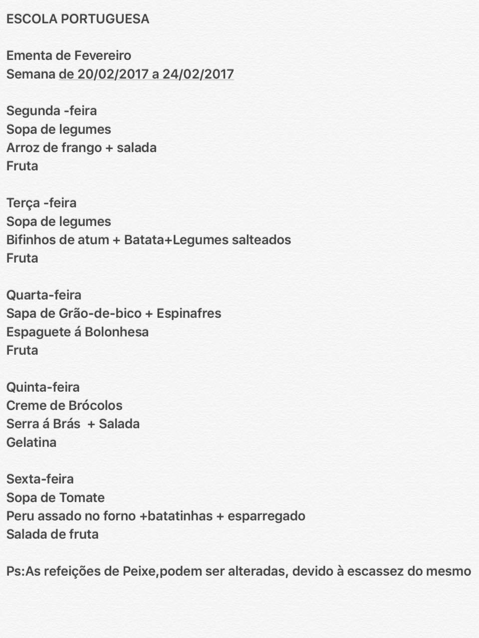EMENTA DE 20 DE FEVEREIRO A 24 DE FEVEREIRO